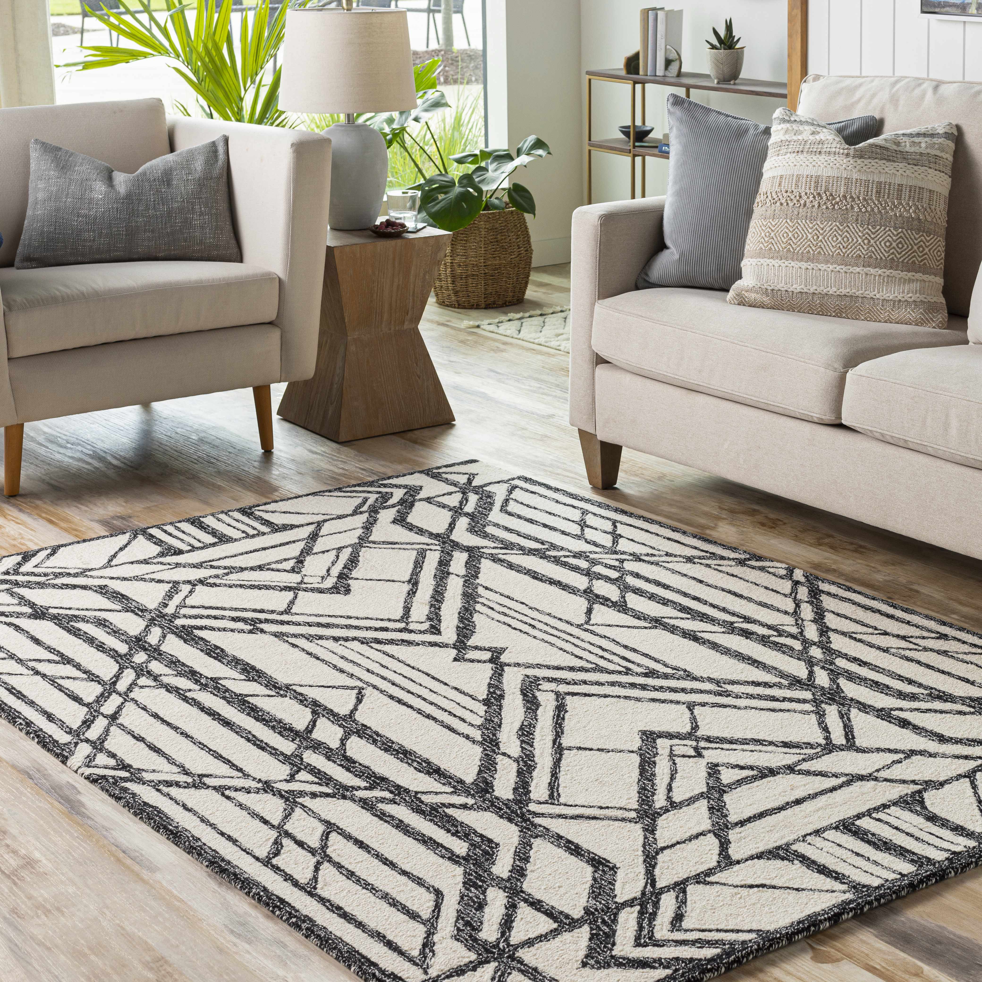 Pottsgrove Area Rug - Clearance placed in a styled room setting, harmonizing with surrounding room decor. Contemporary Area Rug Backing Canvas 