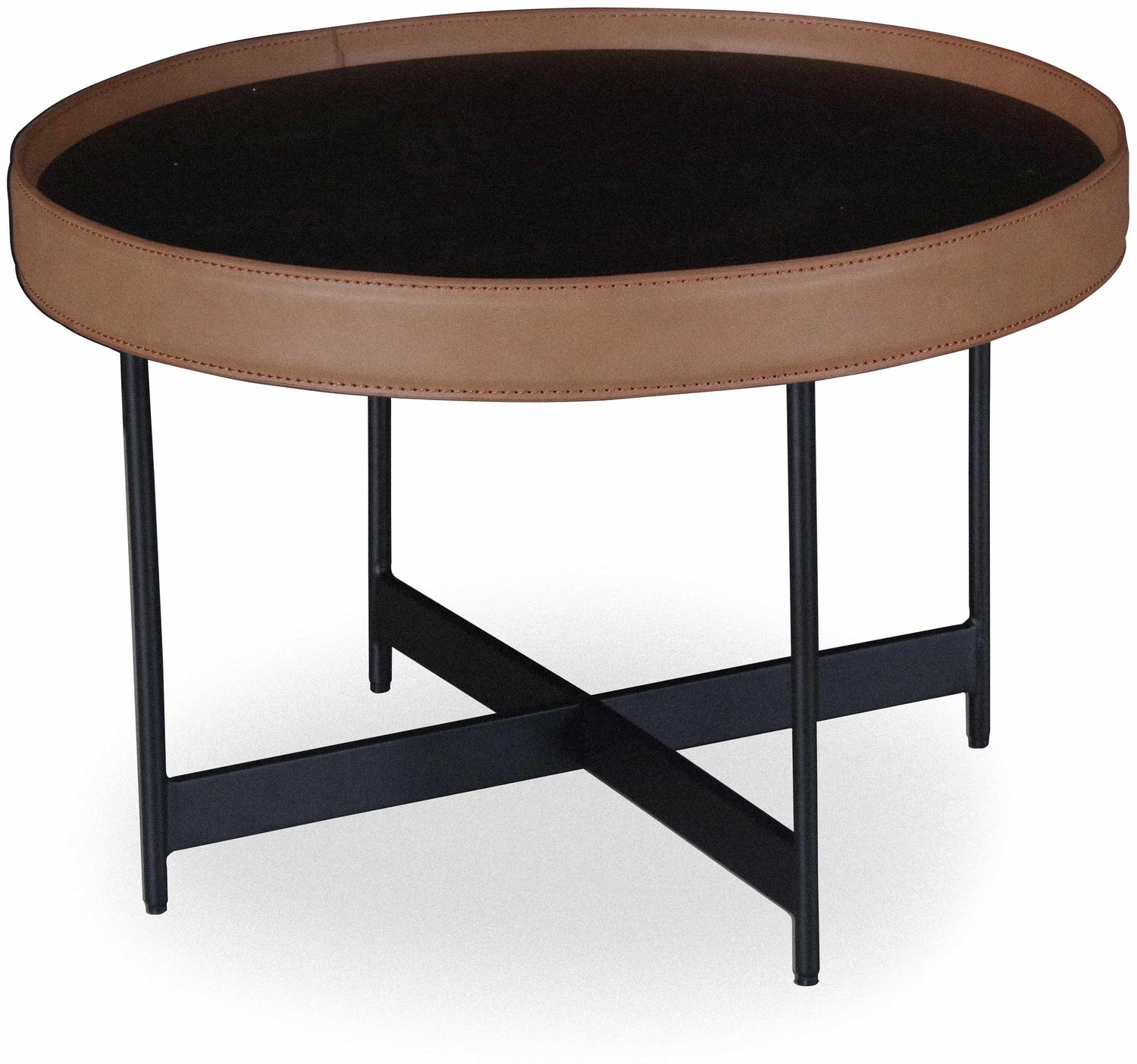 Ottensheim Brown Leather Round Coffee Table