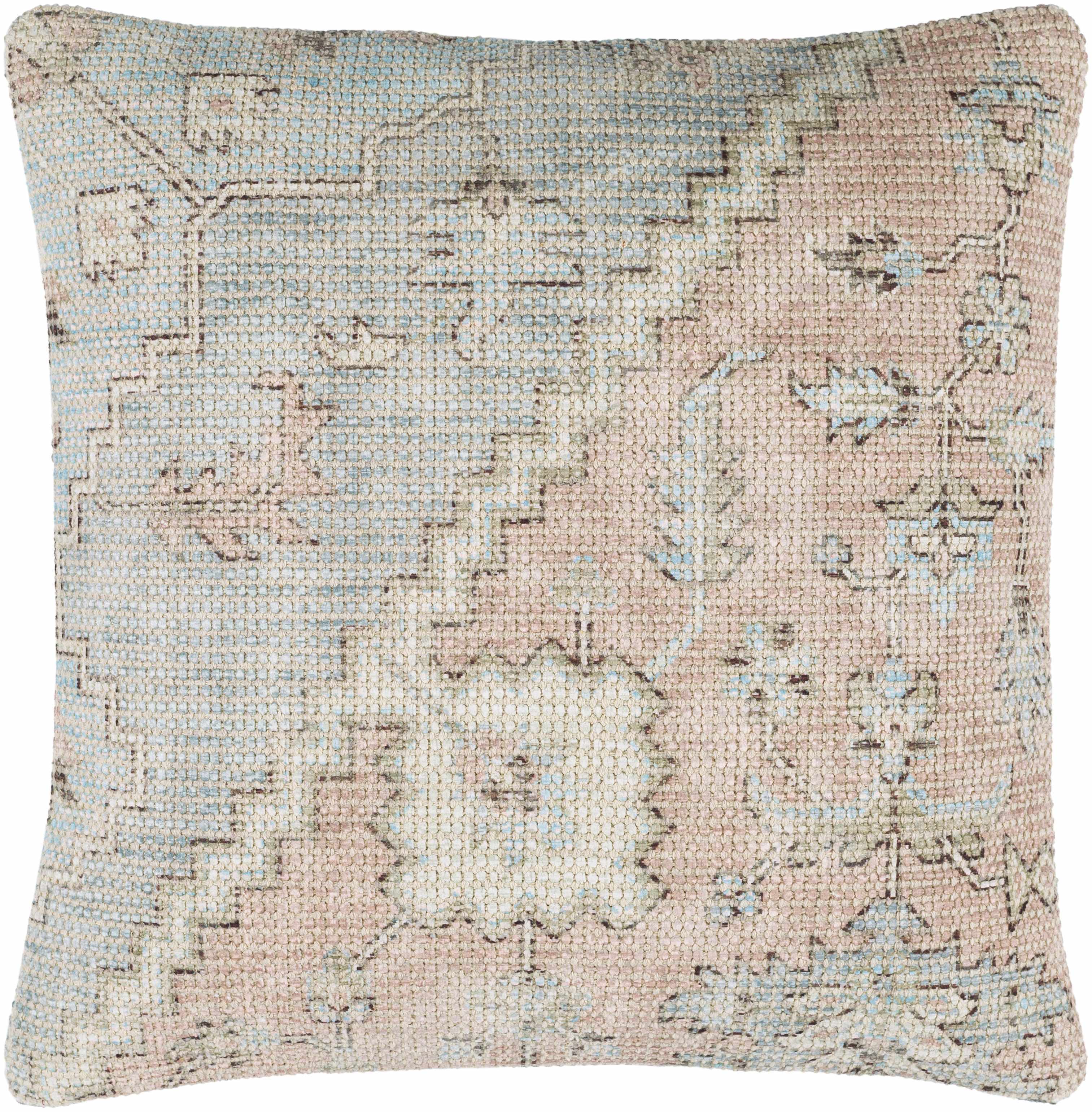 Reverse side of Pulilan Throw Pillow, focusing on underside structure and material.Transitional,Bohemian,Traditional Throw PillowsBacking  18"H x 18"W Square Pillow Cover