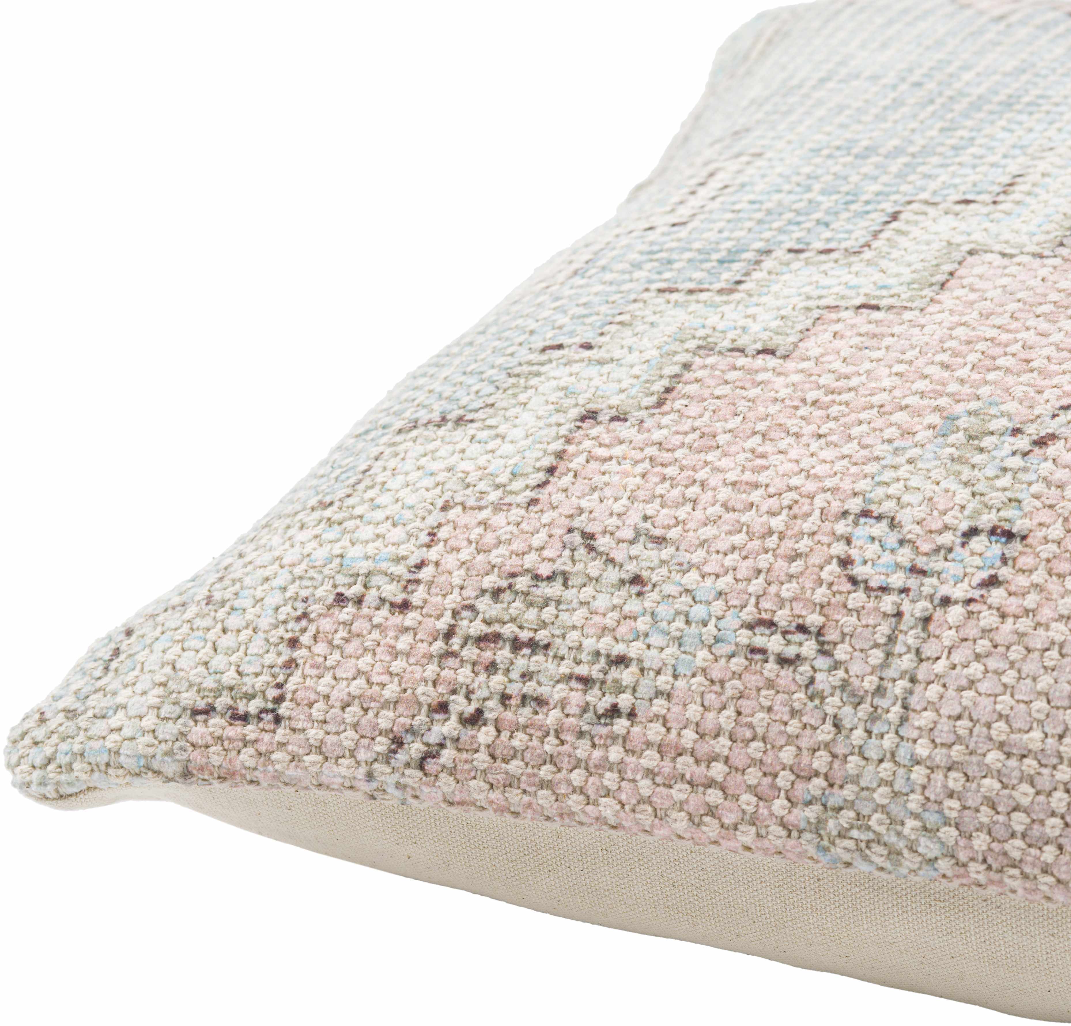 Zoomed-in view of the edge of Pulilan Throw Pillow, focusing on border details and craftsmanship. Transitional,Bohemian,Traditional Throw PillowsBacking  