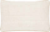 Lunara Cream Raised Ribbed Horizontal Stripe Cottage Country Linen Lumbar Pillow - Clearance