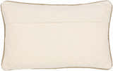Lunara Cream Raised Ribbed Horizontal Stripe Cottage Country Linen Lumbar Pillow - Clearance