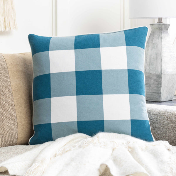 Purfleet Teal Plaid Square Throw Pillow - Clearance