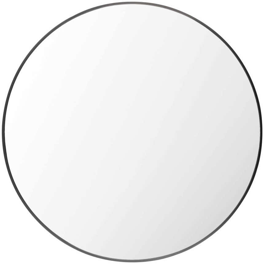 Round Mirror with Black Aluminum Frame