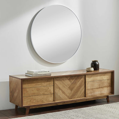 Pontalina Round White Mirror