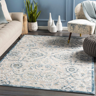 Bankfoot White&Blue Damask Rug - Clearance