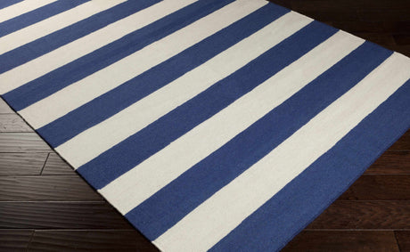 Ingersoll 8x11 Blue&White Striped Wool Rug - Clearance
