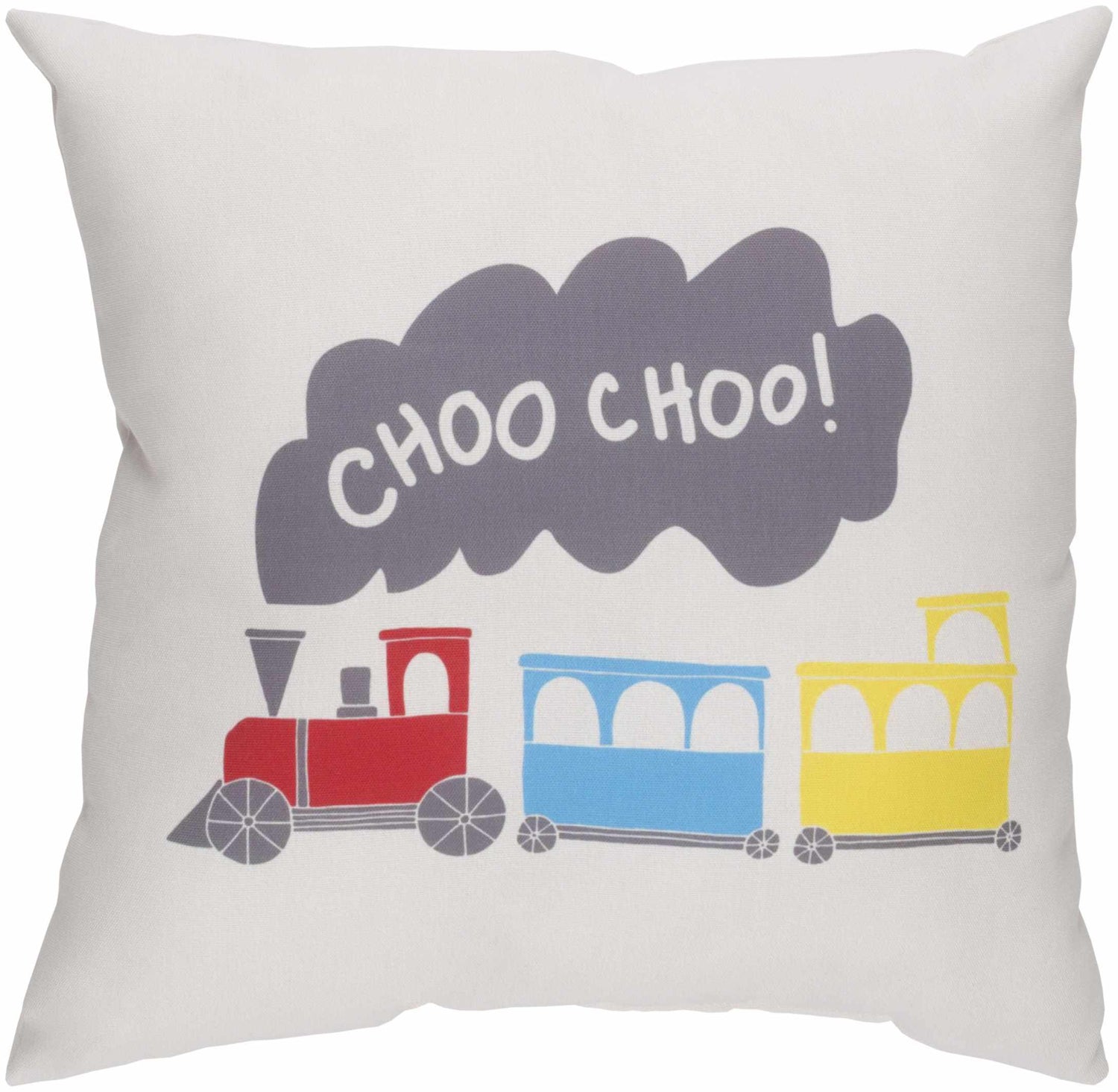 Nursery Choo Choo Decorative Yellow Outdoor Throw Pillow