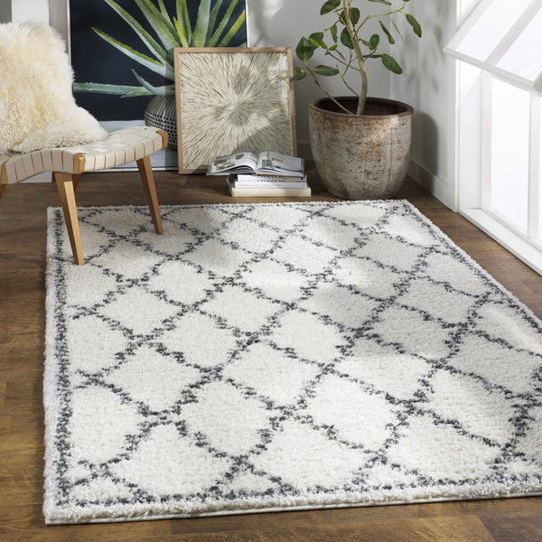 Yelverton Cream Trellis Plush Rug - Clearance