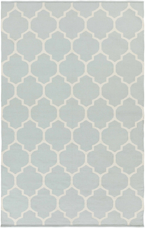 Ragan Ice Blue Trellis Cotton Rug - Clearance