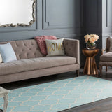 Ragan Ice Blue Trellis Cotton Rug - Clearance