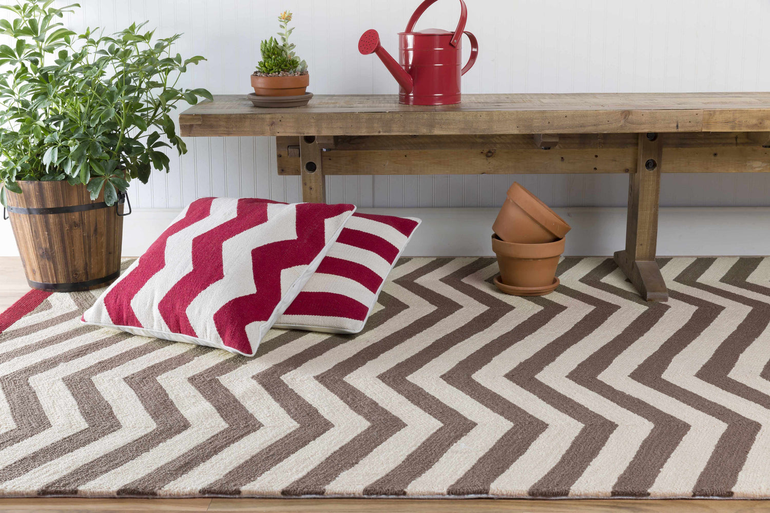 Nanango Red White Chevron Throw Pillow - Clearance
