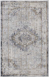 Close-up of the Randalia Area Rug. Traditional design with black, brown, gray, and ivory tones. Vintage style. Design-Rectangle-23