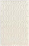 Close-up of the Ransom Area Rug - Clearance. Cream wool rug with a geometric shag design and hand woven texture. Design-Rectangle-58
