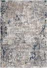 Close-up of the Ratho Rock Pattern Thick Rug. Abstract design in black, charcoal, blue, gray, ivory, and tan. Design-Rectangle-5373