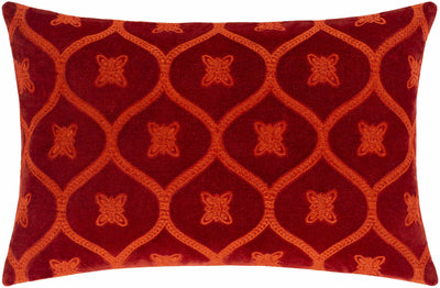 Urbanna Red Floral Cotton Lumbar Pillow - Clearance