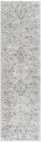 Rochedale Area Rug, a runner with a traditional floral pattern in cream, lavender, olive, pale blue, and sage. Design-Runner-2277