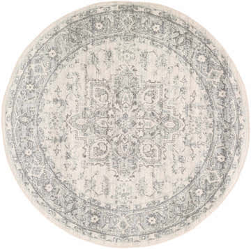 Round Rockfall Area Rug with a traditional gray and light beige oriental pattern. Design-Round-53