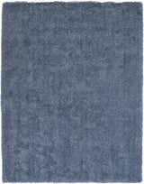 Close-up of the teal Rocklake Clearance Rug, a hand-woven shag rug with a soft, textured pile. Design-Rectangle-810