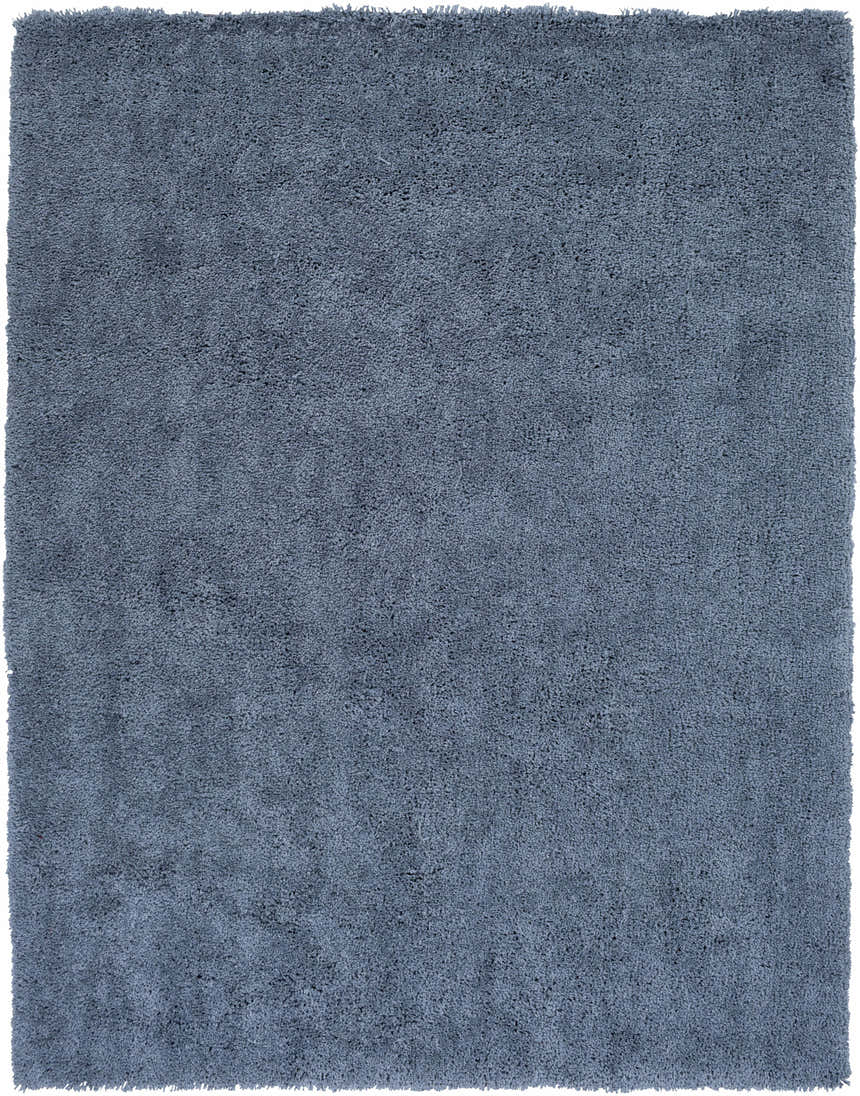 Close-up of the teal Rocklake Clearance Rug, a hand-woven shag rug with a soft, textured pile. Design-Rectangle-810