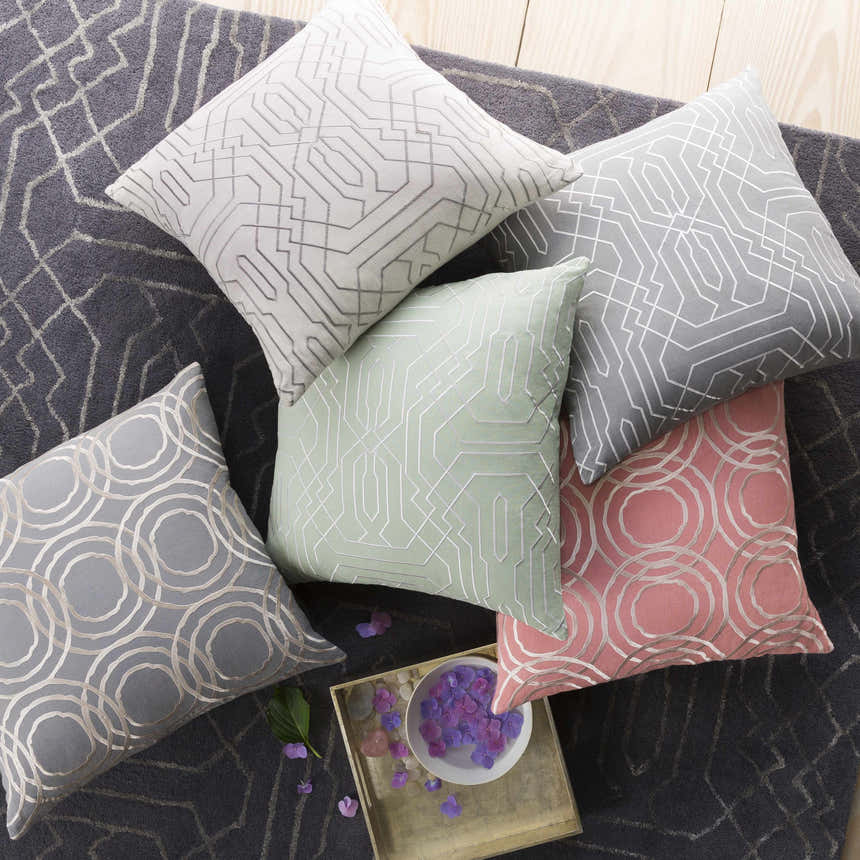 Ashwaubenon White Geometric Square Accent Pillow - Clearance