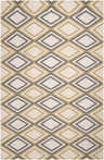 Close-up of the hand woven Readstown Area Rug. Charcoal and light beige diamonds pattern a 100% wool rug. Design-Rectangle-58