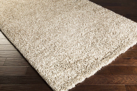 Ascot Solid Beige Wool Shag Rug