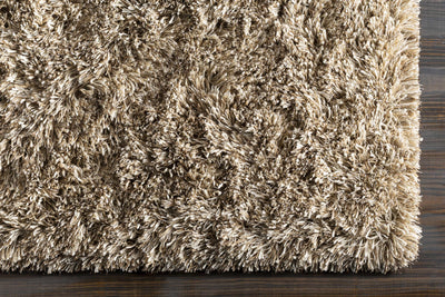 Ascot Solid Beige Wool Shag Rug