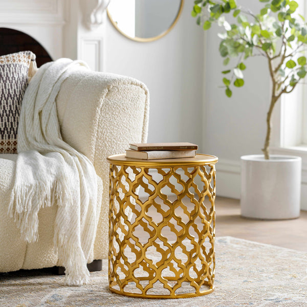 Retreat Golden Lattice Metal End Table