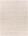 Close-up of the Argonne Area Rug. Hand woven, natural fibers in metallic silver and white with a subtle geometric pattern. Design-Rectangle-810