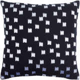 Bruska Black and Off White Brushstroke Square Pattern Modern Cotton Accent Pillow