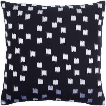 Bruska Black and Off White Brushstroke Square Pattern Modern Cotton Accent Pillow