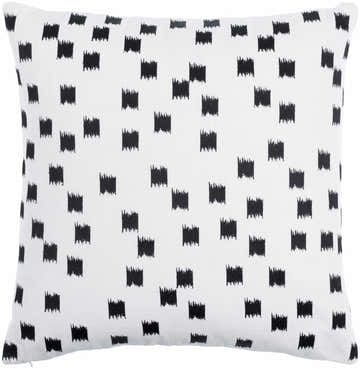 Brivon Off White and Black Brushstroke Speckle Pattern Modern Cotton Accent Pillow