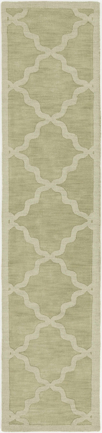 Rialto Olive Green Embossed Wool Rug - Clearance