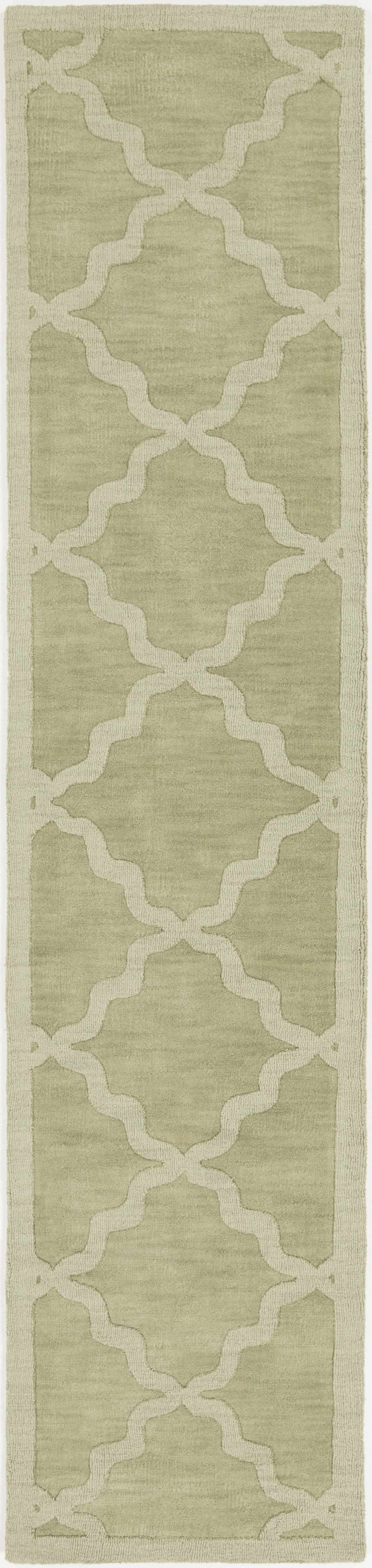 Rialto Olive Green Embossed Wool Rug - Clearance