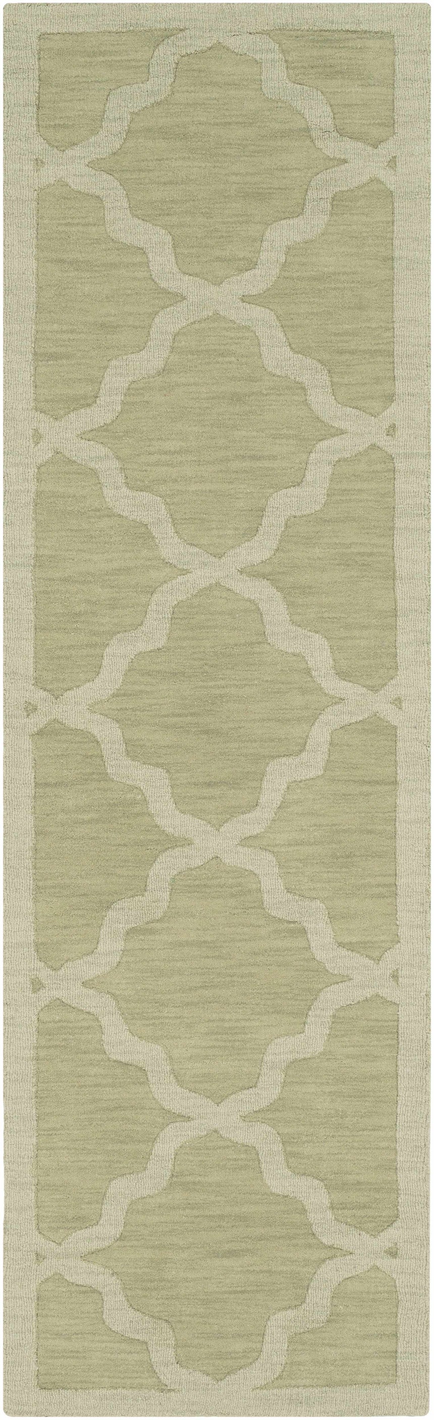 Rialto Olive Green Embossed Wool Rug - Clearance
