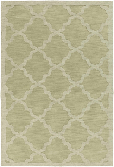 Rialto Olive Green Embossed Wool Rug - Clearance