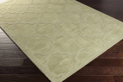 Rialto Olive Green Embossed Wool Rug - Clearance