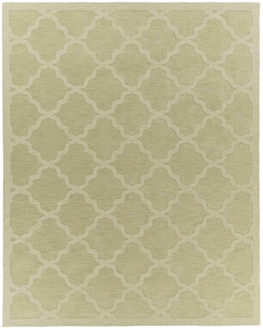 Rialto Olive Green Embossed Wool Rug - Clearance