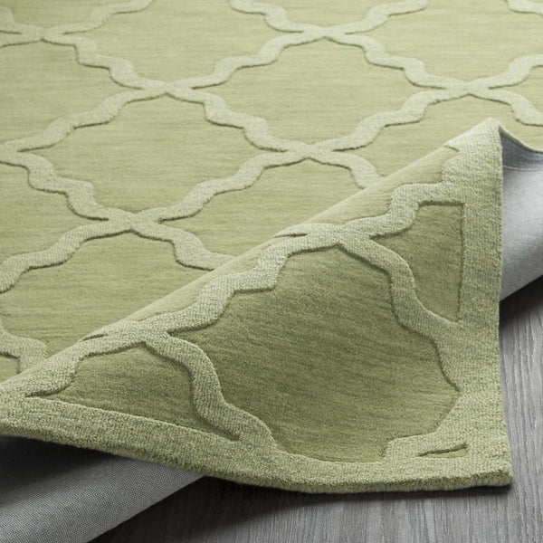 Rialto Olive Green Embossed Wool Rug - Clearance