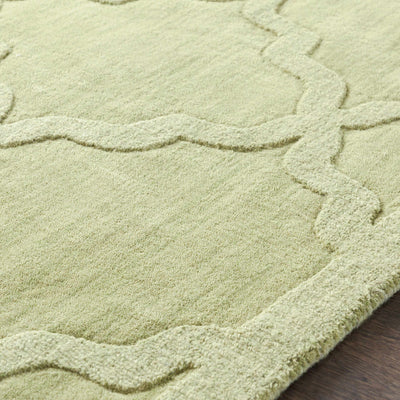 Rialto Olive Green Embossed Wool Rug - Clearance