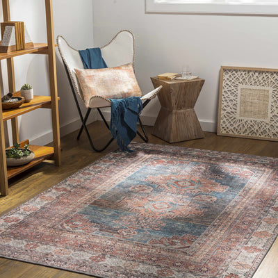 Baltinglass Rust & Blue Washable Rug