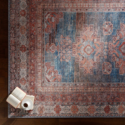 Baltinglass Rust & Blue Washable Rug