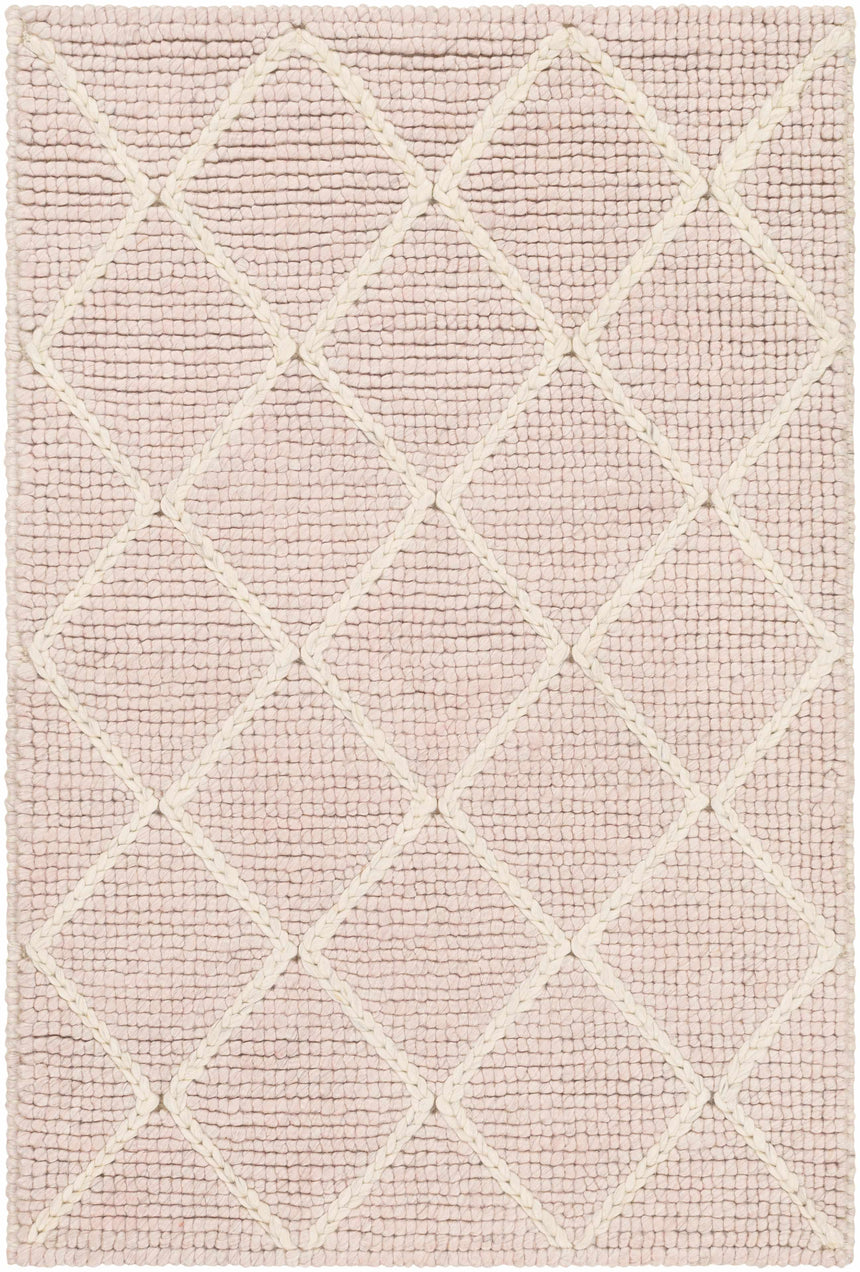 Riceville Pink Trellis Wool&Viscose Rug - Clearance