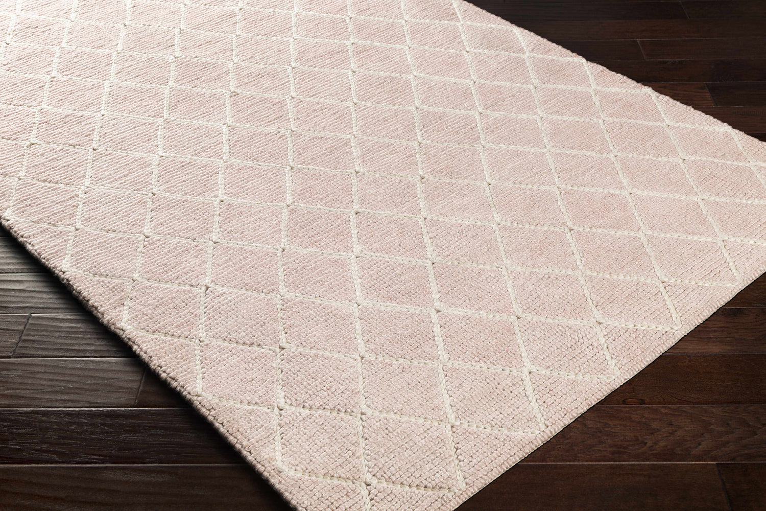 Riceville Pink Trellis Wool&Viscose Rug - Clearance