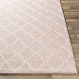 Riceville Pink Trellis Wool&Viscose Rug - Clearance