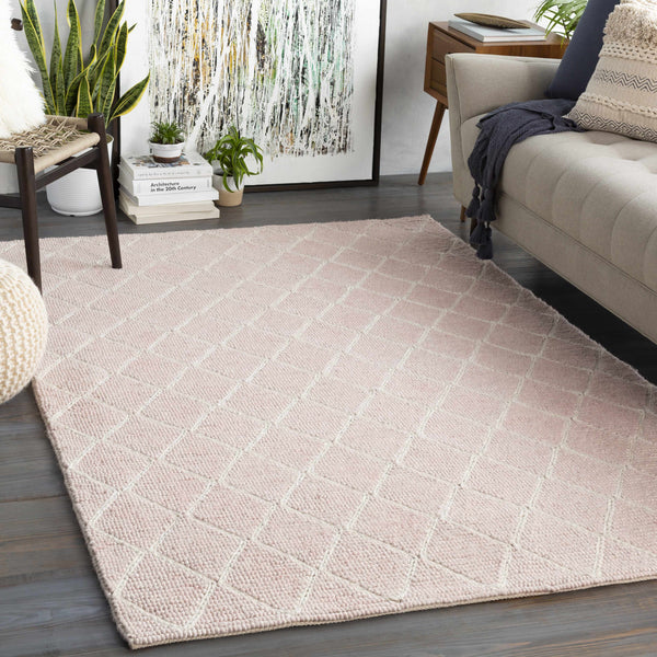 Riceville Pink Trellis Wool&Viscose Rug - Clearance