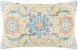 Solvani Yellow Raised Woven Linear Texture Global Bohemian Cotton Lumbar Pillow with Knotted Tassels - Clearance