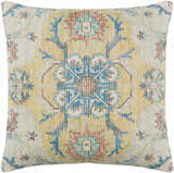 Solvani Yellow Raised Woven Linear Texture Global Bohemian Cotton Lumbar Pillow with Knotted Tassels - Clearance