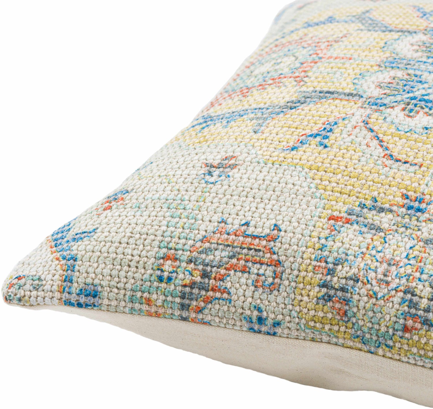 Solvani Yellow Raised Woven Linear Texture Global Bohemian Cotton Lumbar Pillow with Knotted Tassels - Clearance